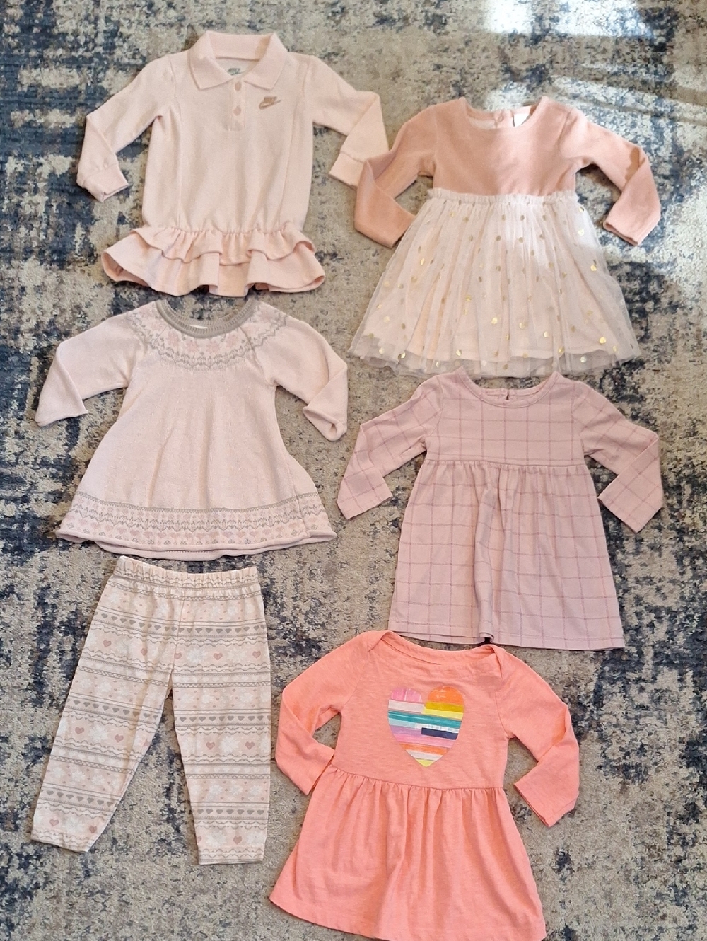Nike Pale Pink Ruffle Polo Dress & Assorted Girls Pink Dress Bundle Size 12/18M
